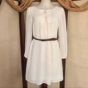 Xhileration | Cream Long Sleeve Flowy Dress